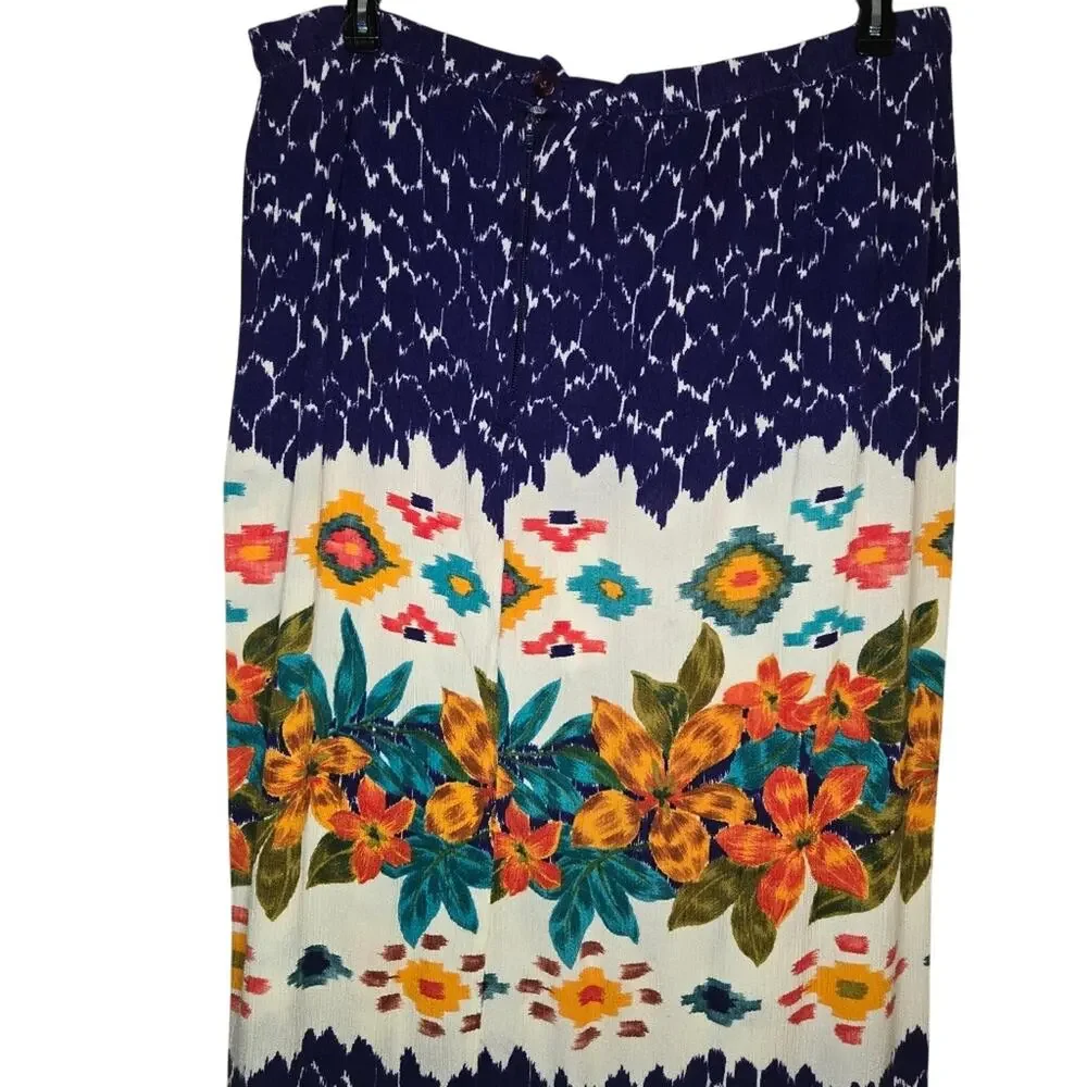 Russ 16 Blue Orange Floral Maxi Skirt  [0233]